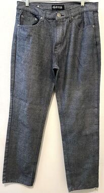 GS115 Jeans Mens 36 Gray Black Wash Y2K Embroidered Baggy Straight Denim 2000sy